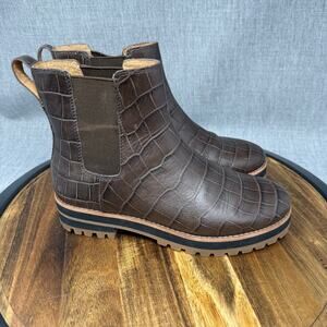 Madewell Ivy Croc Print Women's Size 6.5 Brown Leather Chelsea Boots Brown